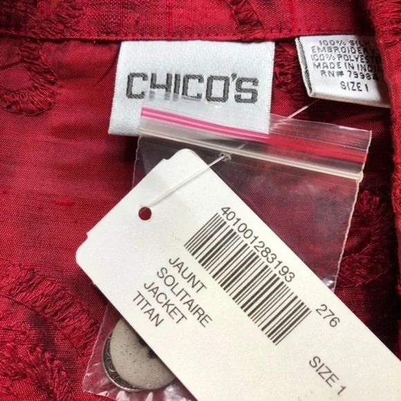 Chico’s Jacket Red Jacket NWT Chico’s Size…